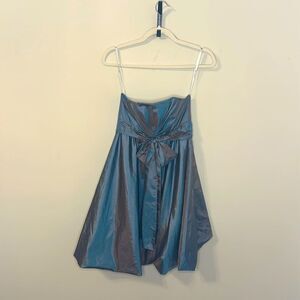 De Laru Collection Blue and Red Duo Chrome Staples Bubble Dress Ruched Bodice 4